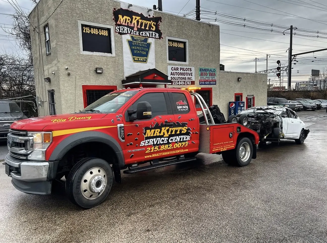 Mr. Kitt's flatbed outside the Stenton Avenue service center