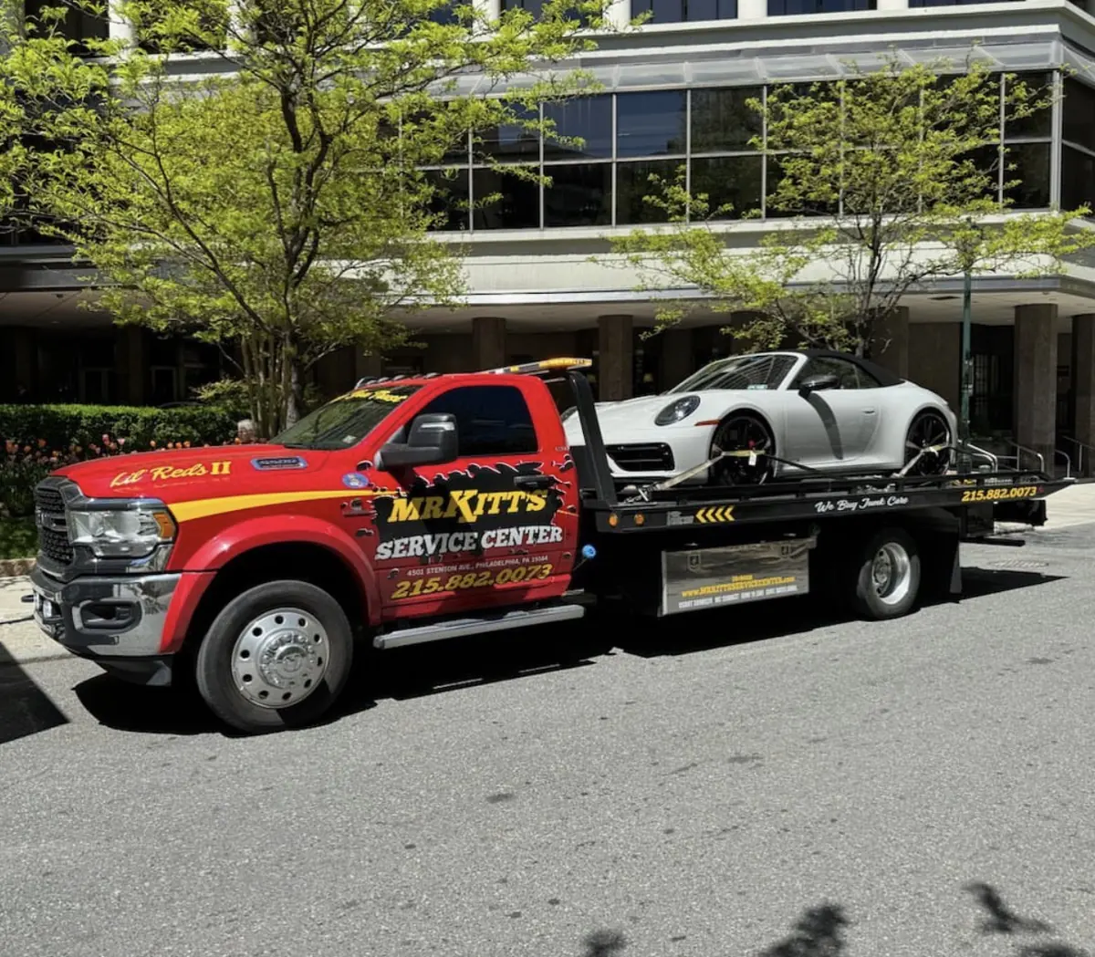 A sports car loaded for damage-free transport